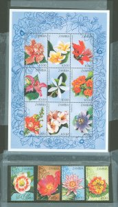 Zambia #718-22 Mint (NH) Souvenir Sheet (Flowers)