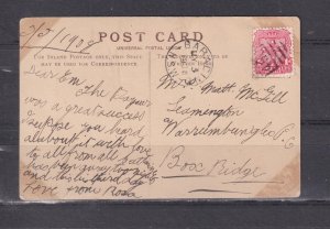NEW SOUTH WALES, 460, BARADINE cds, 1908 British ppc to Box Ridge, Warrumbungles