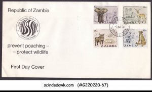 ZAMBIA - 1978 PREVENT POACHING PROTECT WILDLIFE / WILD ANIMALS 4V - FDC