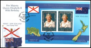 Jersey 1215b Queen Elizabeth II Souvenir Sheet Joint Issue U/A FDC