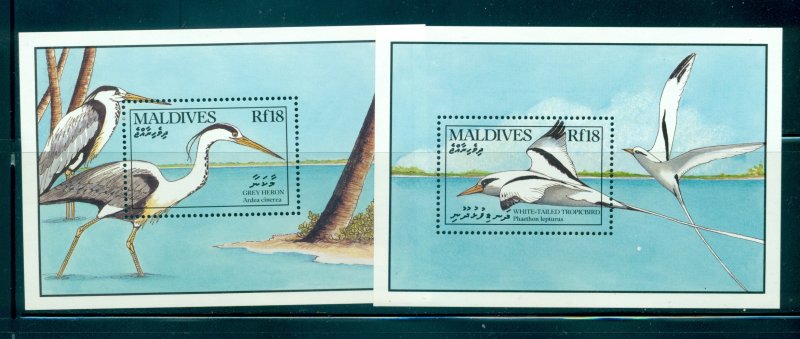 Maldive Is. - Sc# 1429-30. 1990 Birds MNH Souv. Sheets. $9.00.