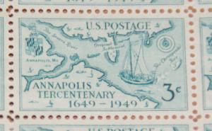 1949 sheet - Annapolis 300th Anniversary Sc# 984