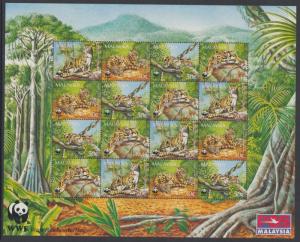 XG-BA139 MALAYSIA - Wwf, 1995 Wild Animals, Leopard MNH Sheet