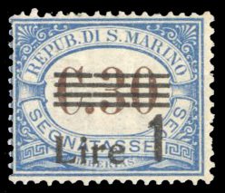 San Marino #J55 Cat$67.50, 1936 1L on 30c, hinged