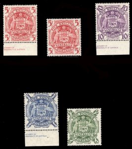 MOMEN: AUSTRALIA SG #224a,ab,224b,c,d 1948 MINT OG NH £251 LOT #65424