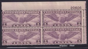 BOBPLATES #C16 Winged Globe Upper Right Plate Block 20606 F-VF MNH SCV=$95