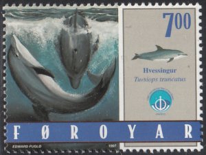 Faroe Islands 1998 MNH Scott #341 7k Tursiops truncatus - Toothed Whales - Ye...