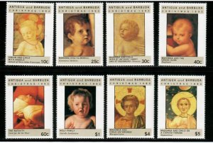 Antigua 1992 - Christmas Art - Set of 8 Stamps - Scott #1609-16 - MNH