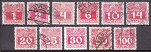 Austria - Scott #J34-J44 - Used (#J42 MH) - A few faults - SCV $26.05