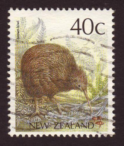 New Zealand 1988 Sc#923, SG#1463 40c Bird-Brown Kiwi USED-Good-NH.