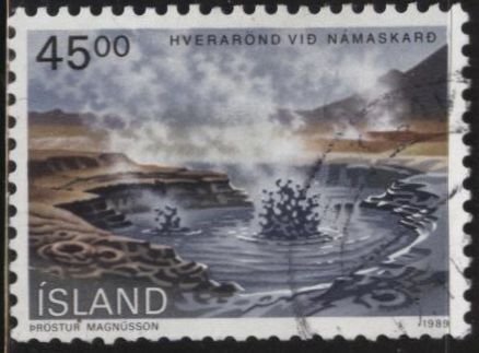 Iceland 679 (used) 45k thermal spring, Namaskard (1989)