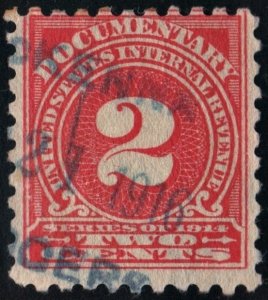 R208 2¢ Documentary Stamp (1914) Used/Date Stamp