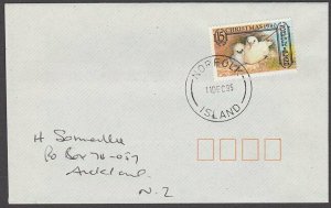 NORFOLK IS 1995 cover to New Zealand - 15c Birds / Christmas................A737