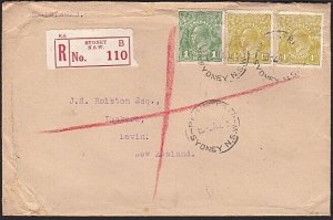AUSTRALIA 1928 9d rate registered cover Sydney to New Zealand..............68275