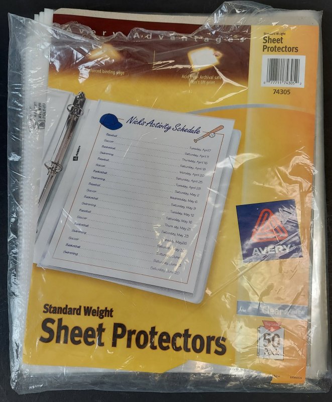 AVERY SHEET PROTECTORS, Standard Weight, Clear, #74305, 48 in the pack