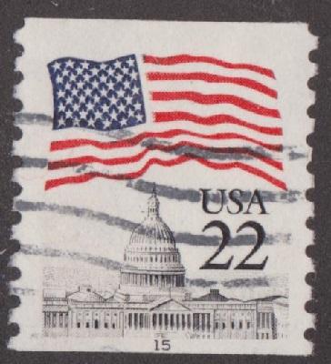 US #2115 Flag over Capitol Used PNC Single plate #15 Block Tag