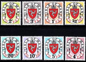 Isle of Man --1973- Postage Due Imprint Questa set  # J1-J8