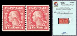 Scott 454 1915 2c Washington Coil Pair Mint Graded XF 90 LH with PSE CERT