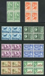 SARAWAK SG204/11 1964-65 Wmk w12 set of 8 in blocks of 4 U/M