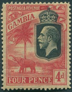 Gambia 1922 4d red on yellow Wmk Multiple Crown CA SG118 unused