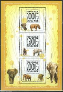 GUINEA 2013 ELEPHANTS  SHEET OF THREE   MINT NEVER HINGED