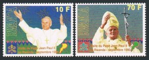 Rwanda 1353-1354,1355,MNH.Michel 1439-40,Bl.111. Visit of Pope John Paul II,1990