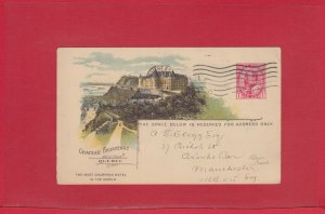 Chateau Frontenac 1908 CPR railway post card to ENGLAND from Canada Edward Issue