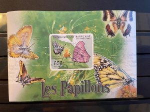 Central African Republic 2014 : Butterflies - MNH S/S VF IMPERFO