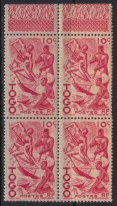 Togo #309* NH Block  CV $2.80