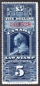 FSC9, van Dam, $5, Used, Federal Supreme Court, 1897 Widow Victoria, Canada