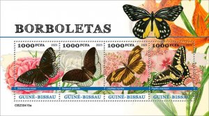 GUINEA BISSAU - 2023 - Butterflies - Perf 4v Sheet - Mint Never Hinged