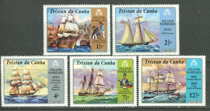 Tristan da Cunha # 157-61 Ships; Island Families (5) Mint NH