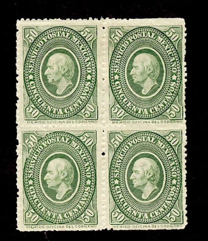 MEXICO Sc# 160 BLOCK of 4 / TOP 2 MINT,OG - BOTTOM 2 MNH,OG