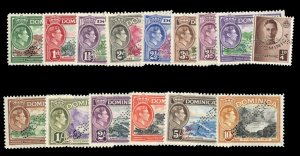 Dominica #97-111S (SG 99-109s) Cat£350, 1938-47 George VI, complete set, per...