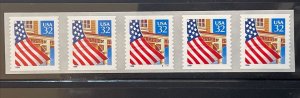 US PNC5 32c Flag Over Porch Stamp Sc# 2915B Plate S11111 MNH