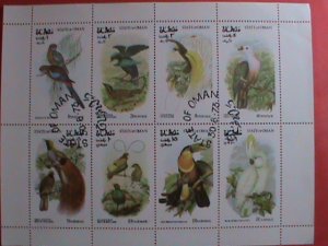 STATE OF OMAN STAMP :BEAUTIFUL LOVELY COLORFUL BIRDS : CTO-MNH  STAMP SHEET.