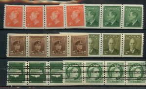 ?Nice Strips of 4 coils War issue, Wilding, George VI etc Canada mint