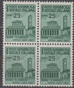 Italian Social Republic Scott #25 1944 MH block of 4