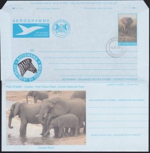 BOTSWANA 1997 P2.25 Elephants pictorial aerogramme - CTO - Gaborone cds....B3315