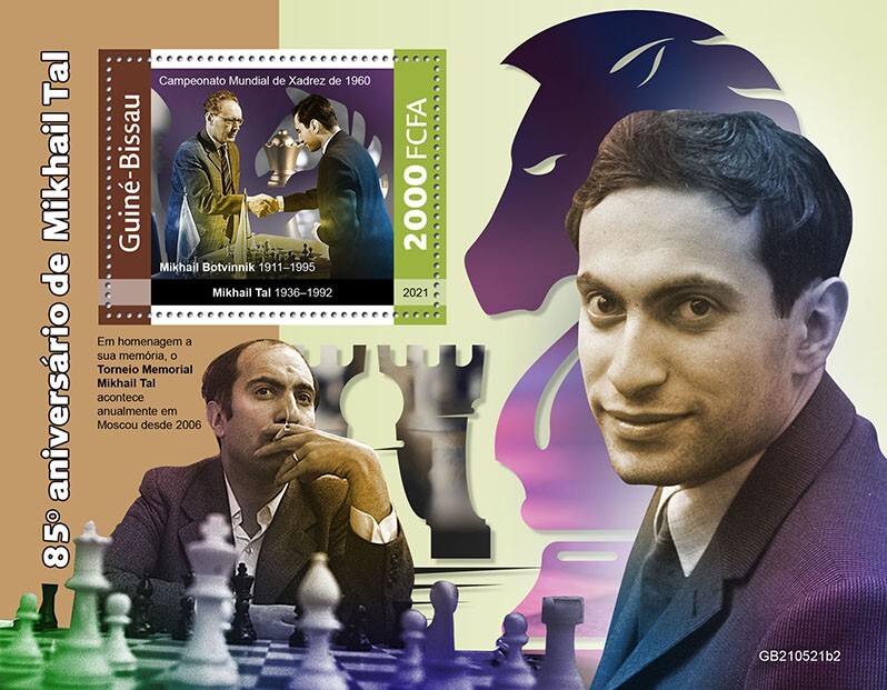 GUINEA BISSAU - 2021 - Chess, Mikhail Tal - Perf Souv Sheet-Mint