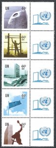 UN New York #982-986 Greetings from  New York, Strip of 5 with labels MNH