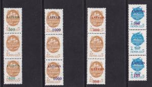 Latvia   #308a-311a    MNH  1991  Russia vertical strips with / without Ovptd.