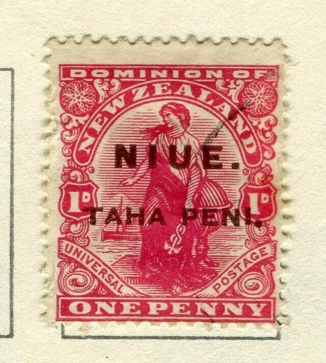 NIUE; 1902 surcharged issue used 1d. value