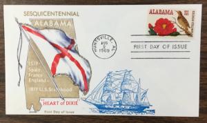 1375 Overseas Mailer/Jackson cachet  Alabama Statehood FDC 1969