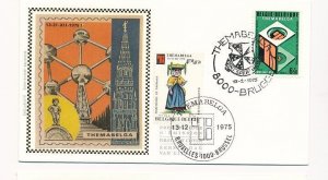 D86863 Themabelge Intl. Stamp Exhibiton FDC Silk Cachet Belgium Brugge