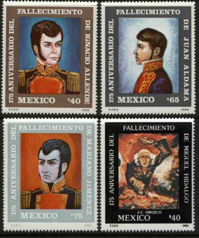 MEXICO 1445-1448, 175th Death Anniv Heroes of Independence. MINT, NH. F-VF.