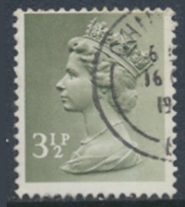 GB Machin 3½p  SC# MH39 Used  2 phos bands  see details & scans