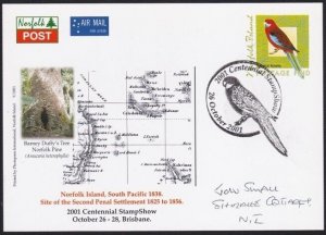 NORFOLK IS 2001 Overseas Postage Paid Birds postcard used..................B3816