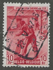 Belgium, stamp, Scott#Q-285,  used, hinged,  10f, Train Station,