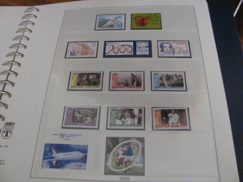 FRANCE MNH 1994-2000 LINDNER ALBUM COMPLETE W/SS &  BOOKLETS (95)